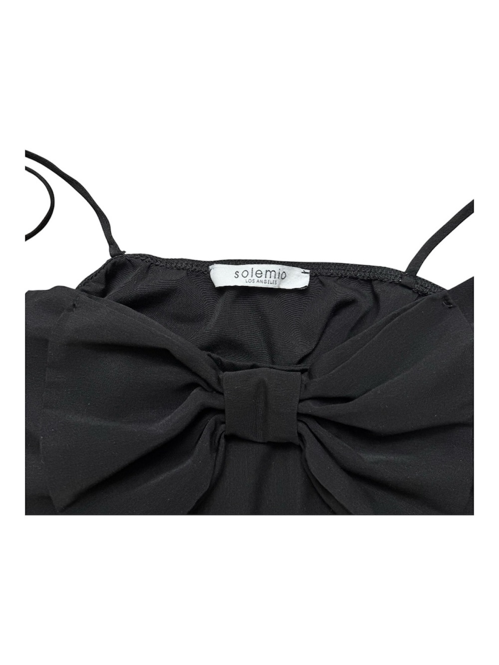 Solemio Black Bow-Front Spaghetti Strap Cami - Picture 3 of 4